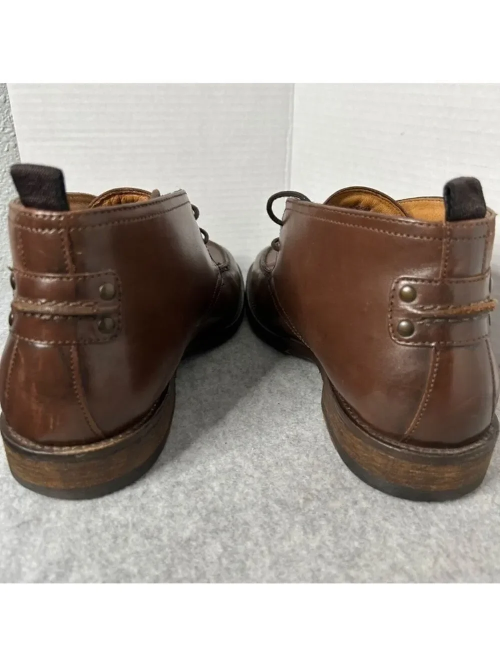 Allen Edmonds Mens Rainier Bulcher Ankle Boot Brown Sheepskin Tie Up Sz 8M US